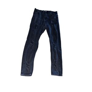 Wax Jean Butt I Love You Black Distressed Skinny Jeans Womens 13/31 Ripped Denim